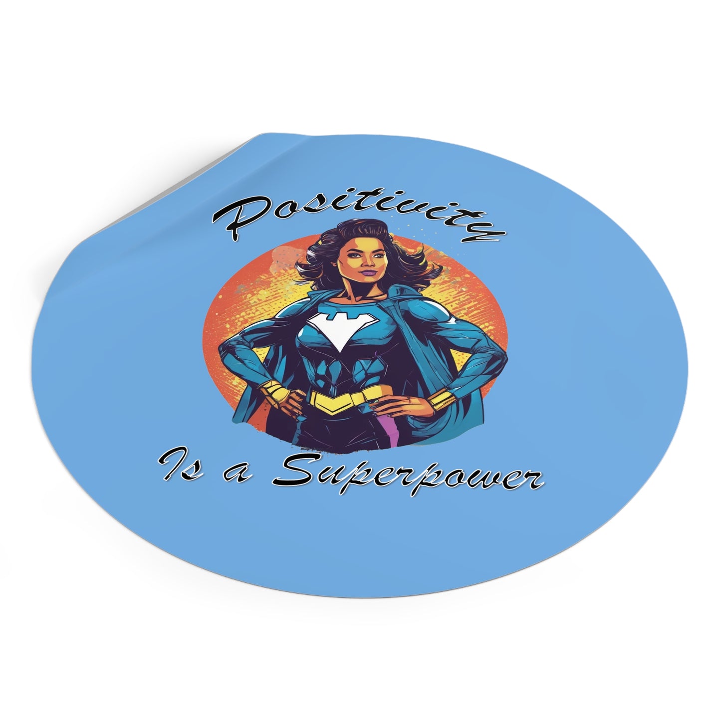 Positivity is a Superpower Female Superhero Round Vinyl Stickers