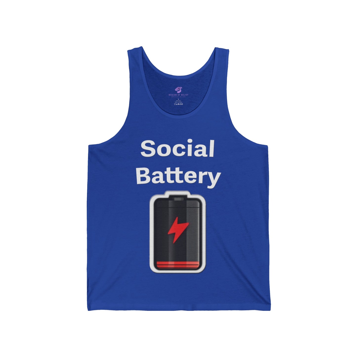 Social Battery Low Unisex Jersey Tank