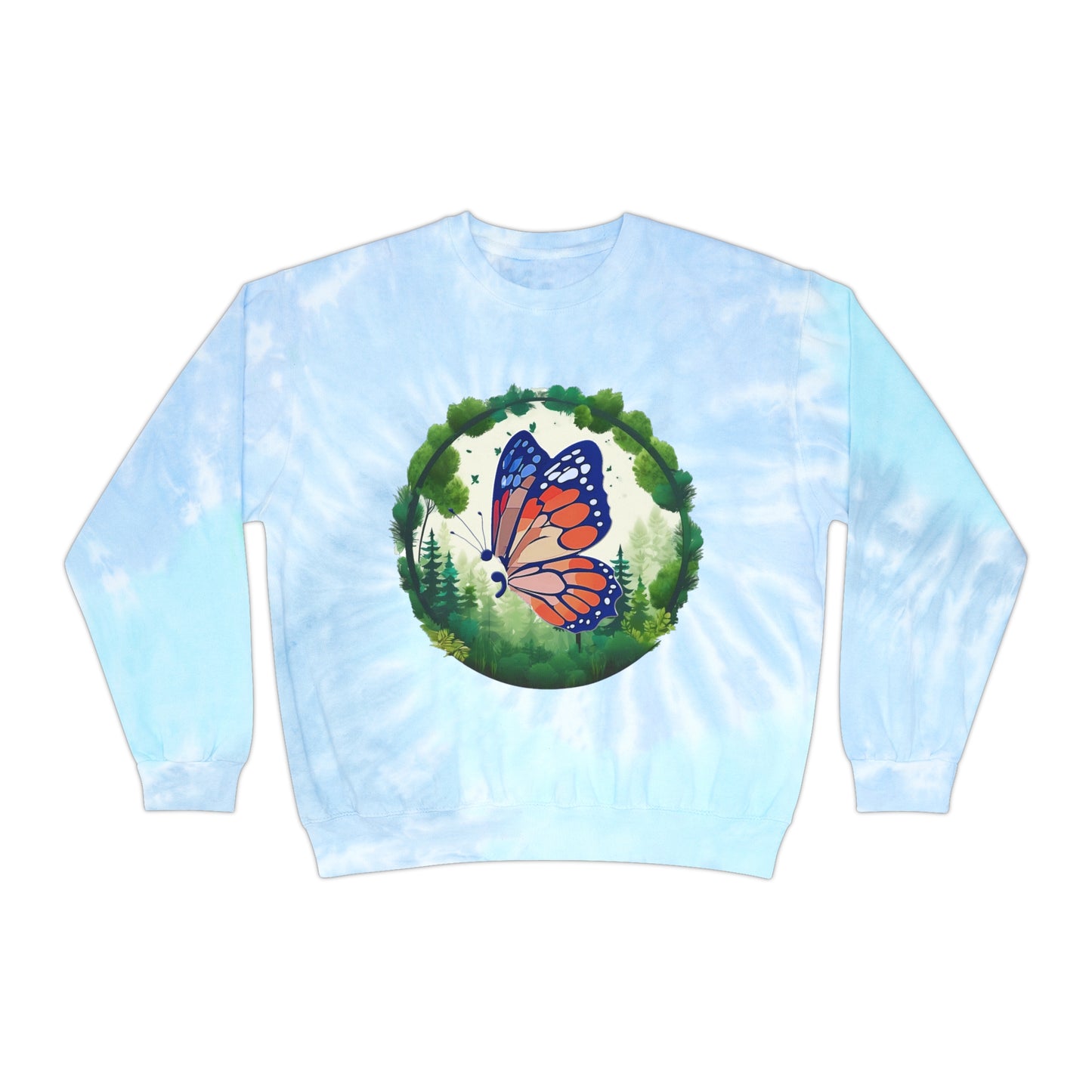 Semi-Colon Butterfly Unisex Tie-Dye Sweatshirt