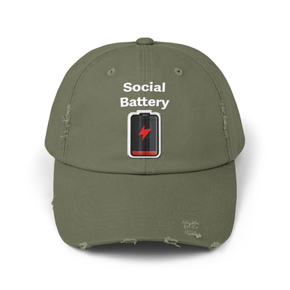 Social Battery Low Unisex Distressed Cap