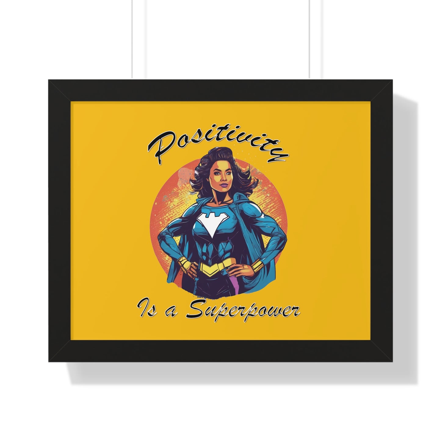 Positivity is a Superpower Female Superhero Framed Horizontal Poster