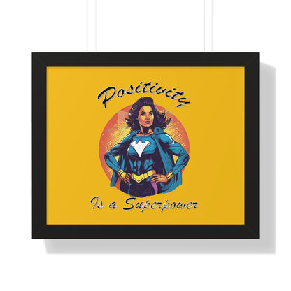 Positivity is a Superpower Female Superhero Framed Horizontal Poster