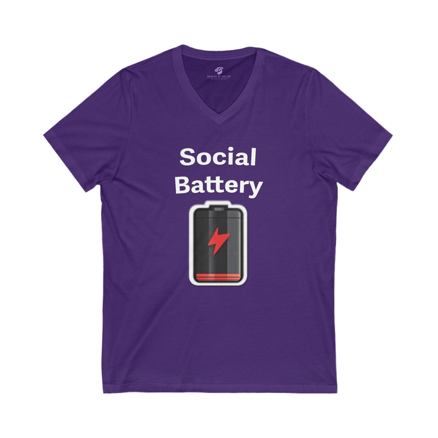 Social Battery Low Jersey Short Sleeve V-Neck Tee