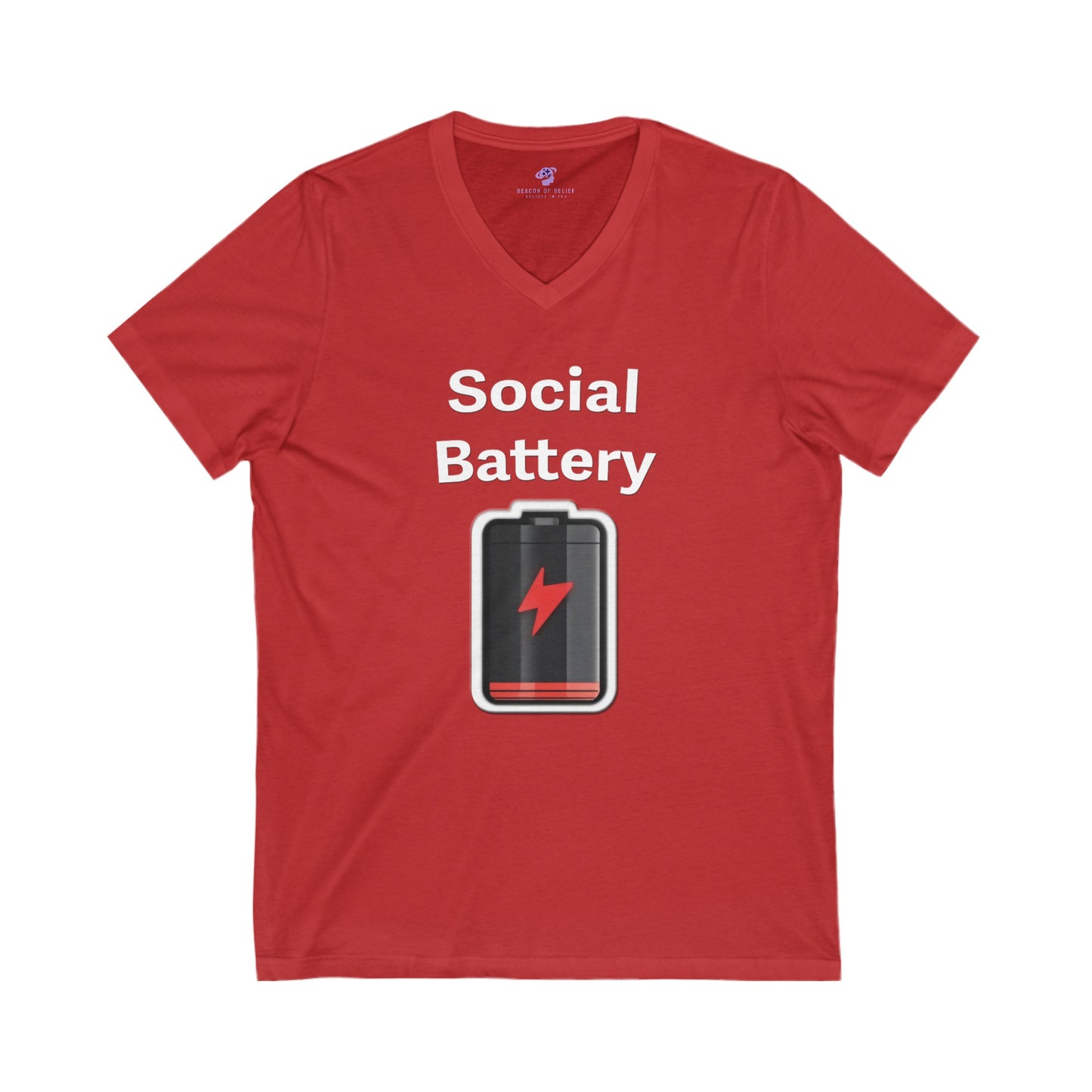 Social Battery Low Jersey Short Sleeve V-Neck Tee