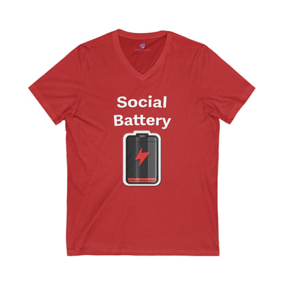 Social Battery Low Jersey Short Sleeve V-Neck Tee