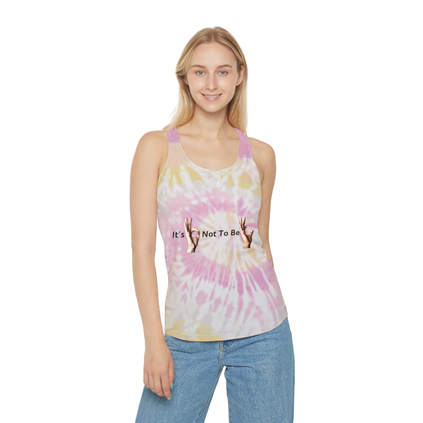 It's OK Not To Be OK Hands Tie Dye Racerback Tank Top