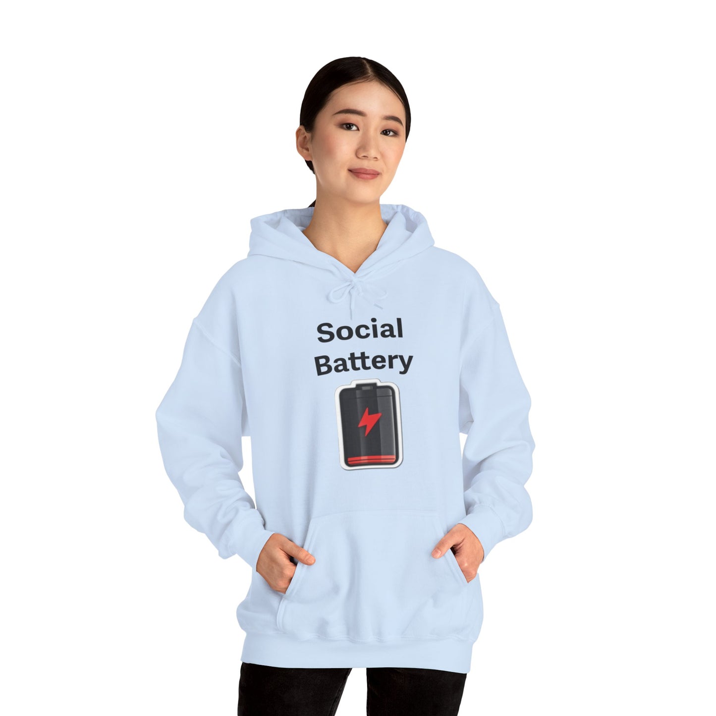 Social Battery Low Heavy Blend™ Hooded Sweatshirt