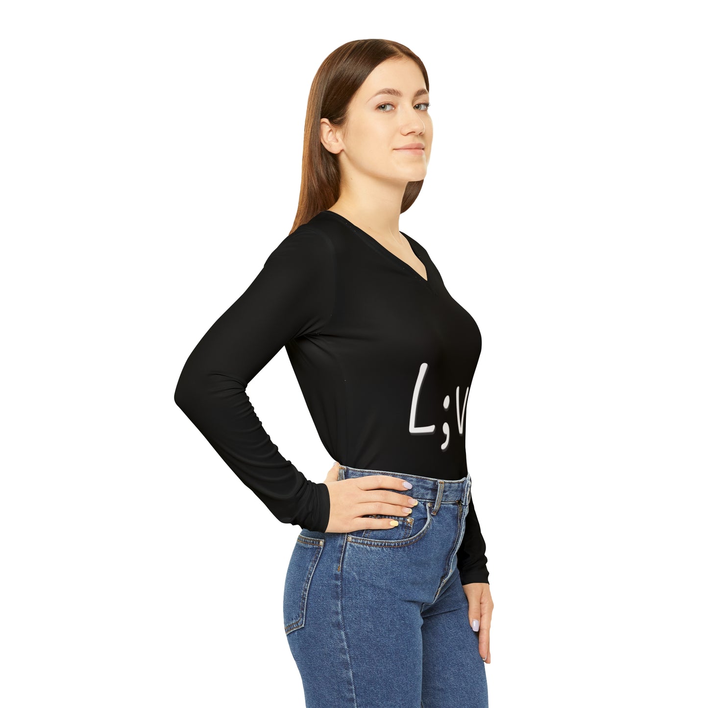 Semi-Colon L;ve Women's Long Sleeve V-neck Shirt