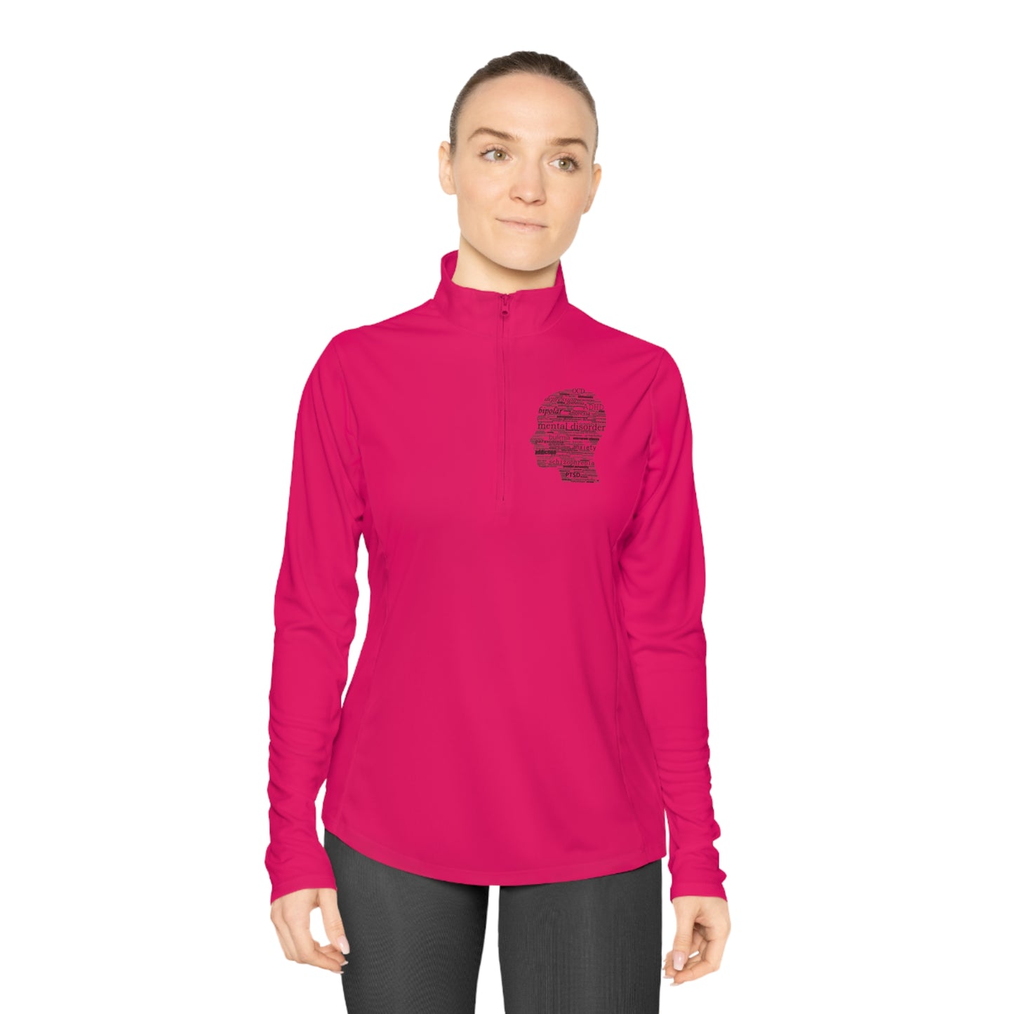 Mental Disorder Silhouette Ladies Quarter-Zip Pullover