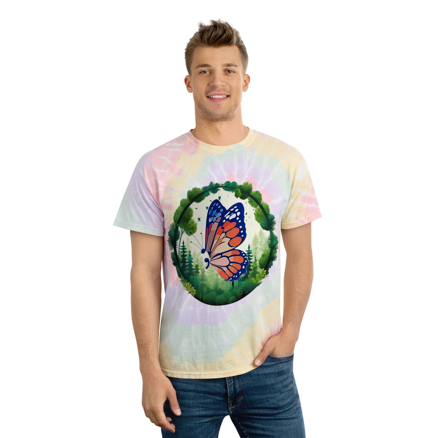 Semi-Colon Butterfly Tie-Dye Tee, Spiral