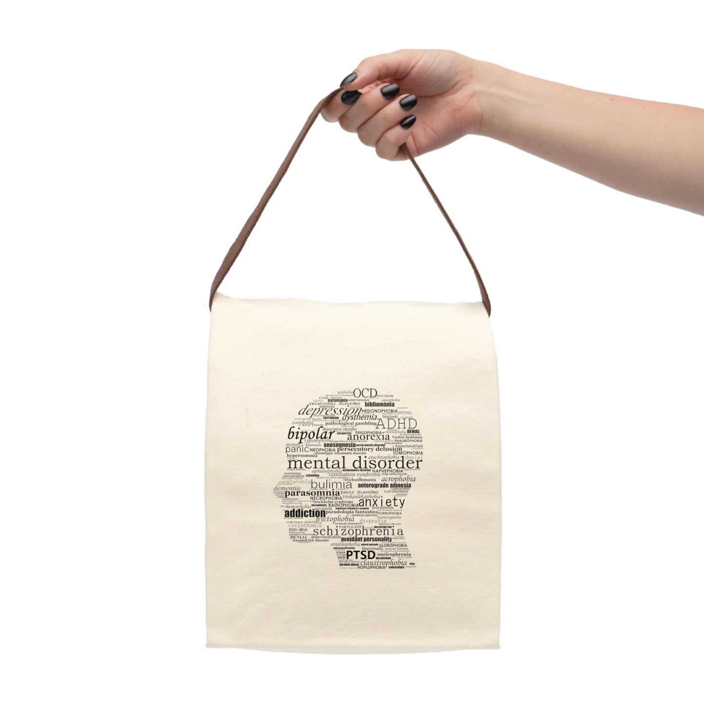 Mental Disorder Silhouette Canvas Lunch Bag With Strap