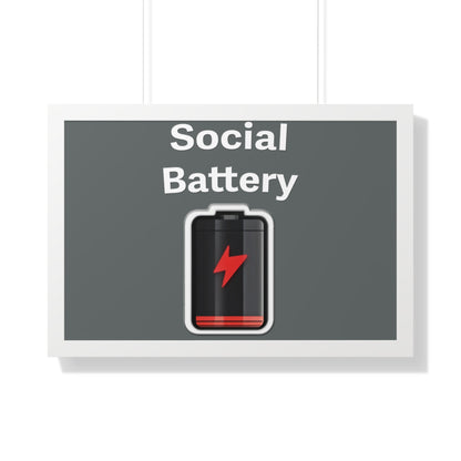 Social Battery Low Framed Horizontal Poster