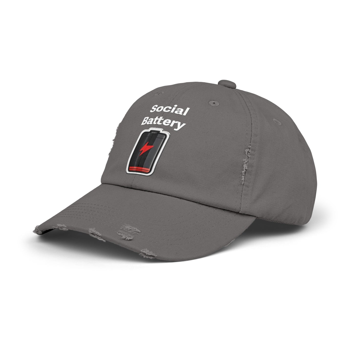 Social Battery Low Unisex Distressed Cap