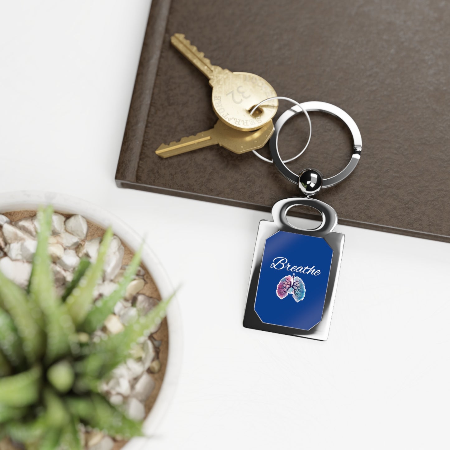 Breathe Rectangle Photo Keyring