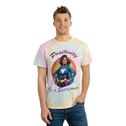 Positivity is a Superpower Female Superhero Tie-Dye Tee, Spiral