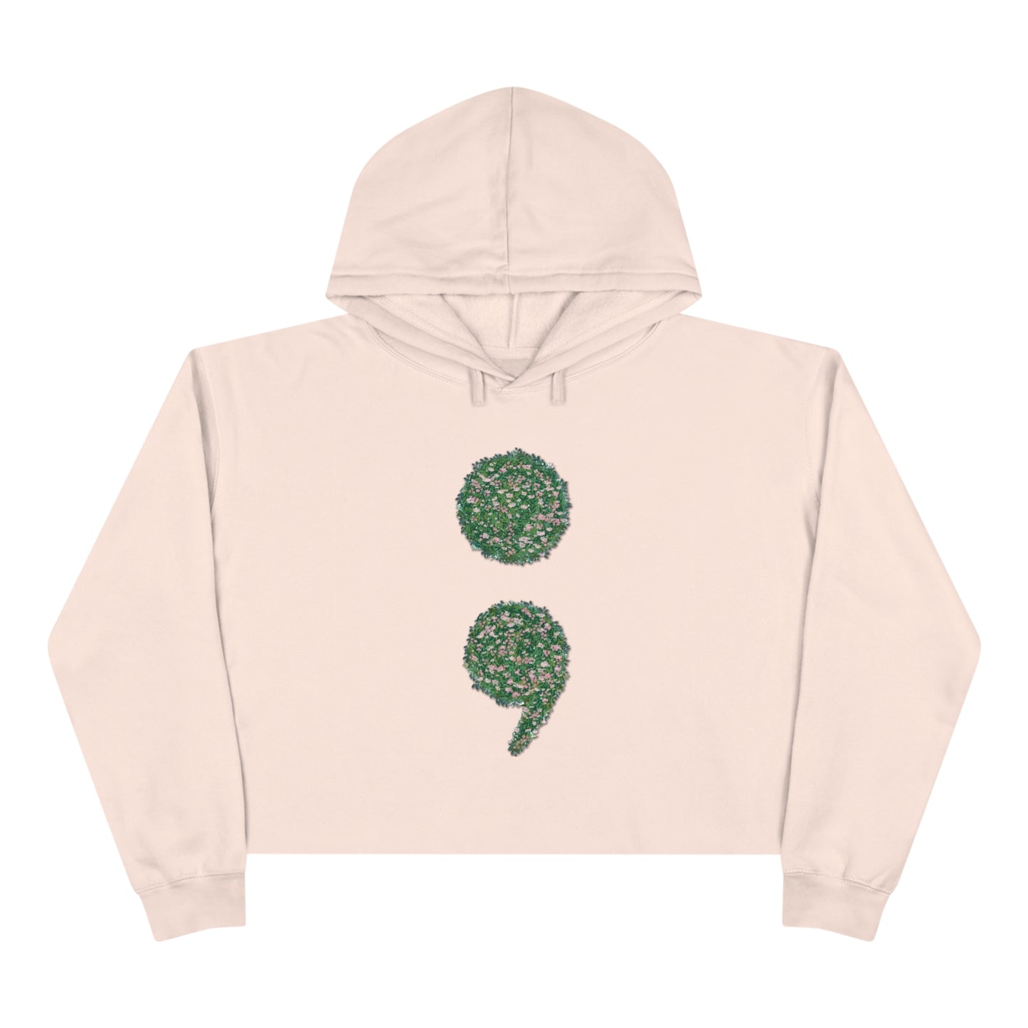 Flowers Semi-Colon Crop Hoodie