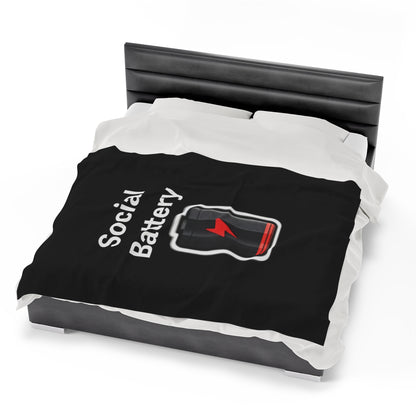 Social Battery Low Velveteen Plush Blanket