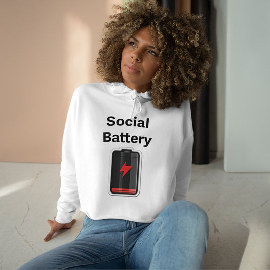 Social Battery Low Crop Hoodie