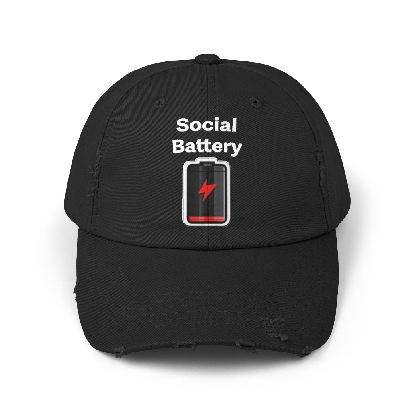 Social Battery Low Unisex Distressed Cap