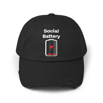 Social Battery Low Unisex Distressed Cap