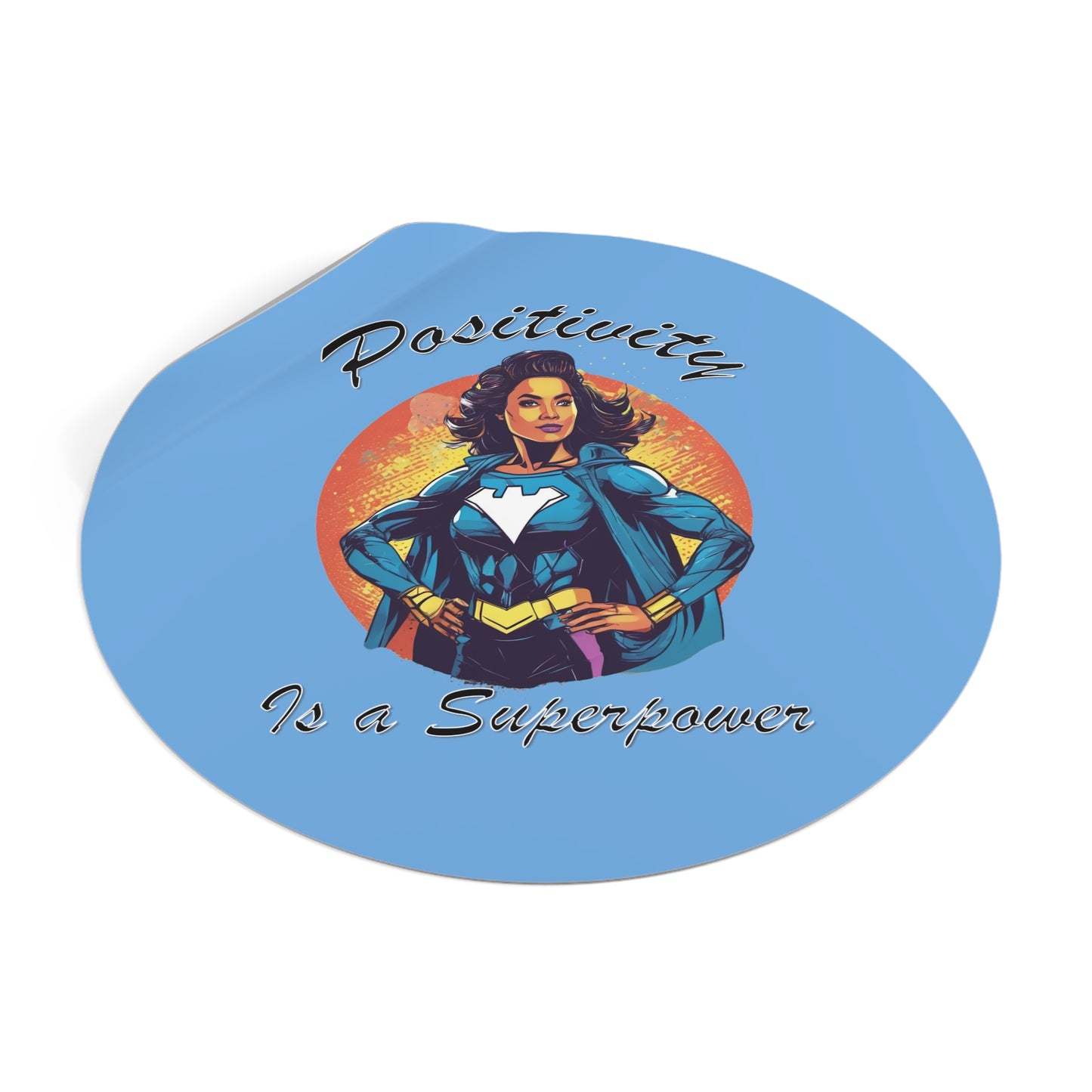 Positivity is a Superpower Female Superhero Round Vinyl Stickers