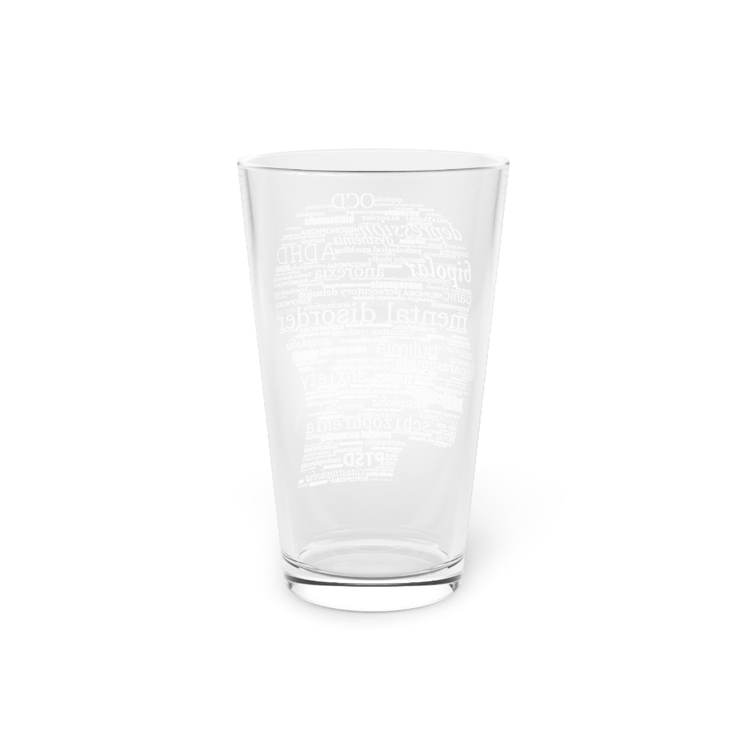 Mental Disorder Silhouette 16oz Pint Glass