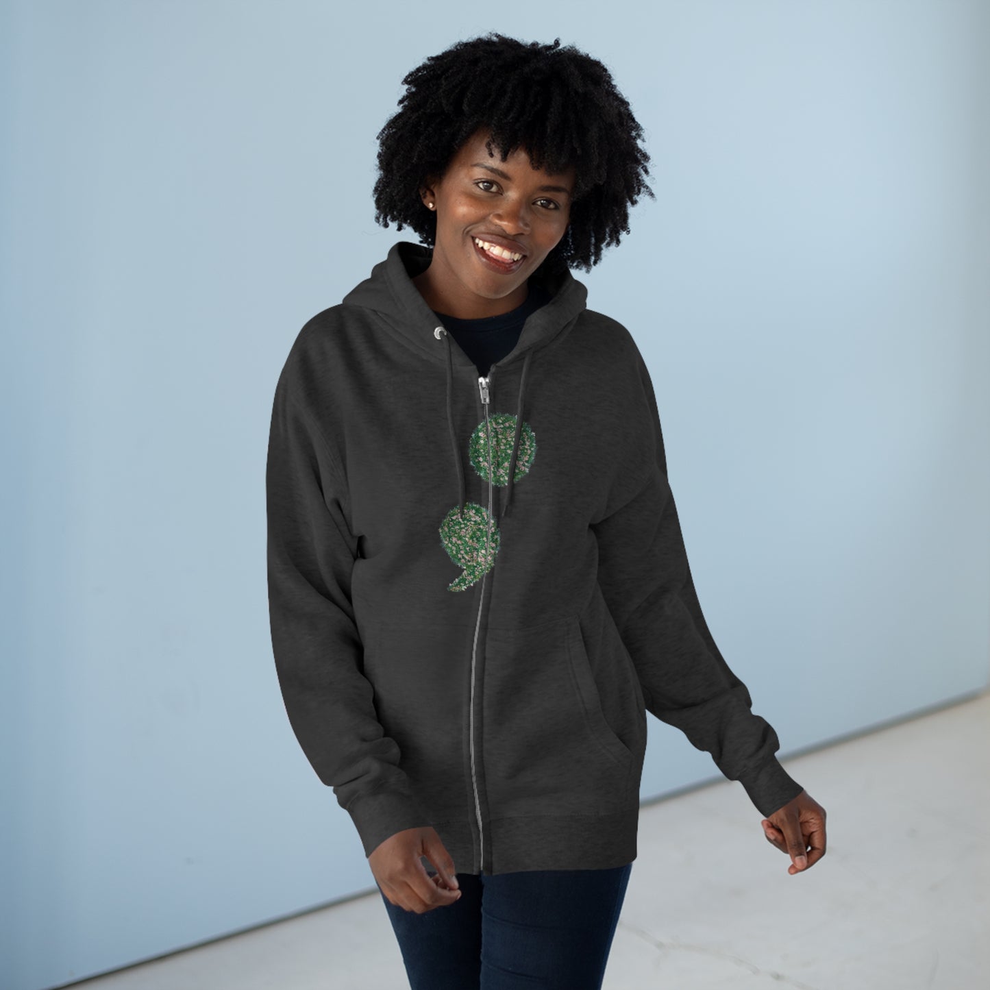 Flowers Semi-Colon Unisex Zip Hoodie