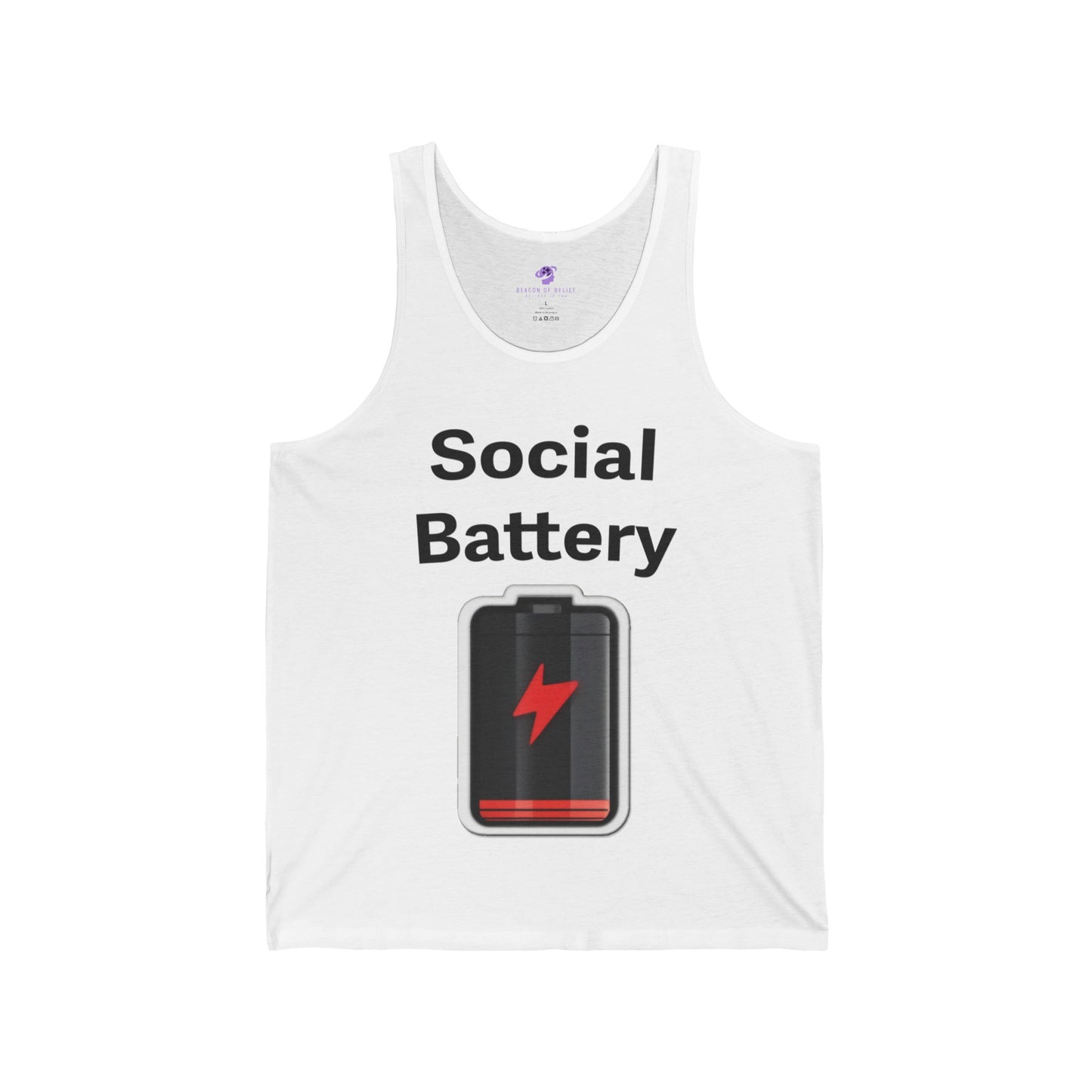 Social Battery Low Unisex Jersey Tank