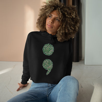 Flowers Semi-Colon Crop Hoodie