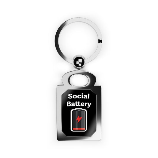 Social Battery Low Rectangle Photo Keyring