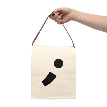 Semi-Colon ; Canvas Lunch Bag With Strap