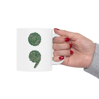 Flowers Semi-Colon 11oz Ceramic Mug