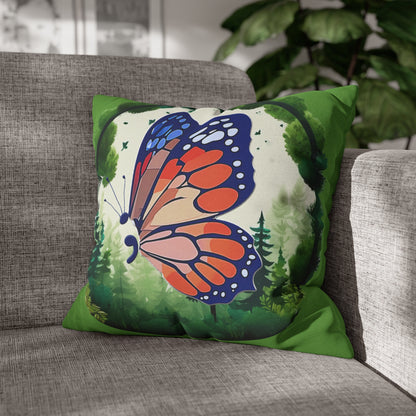 Semi-Colon Butterfly Spun Polyester Square Pillowcase